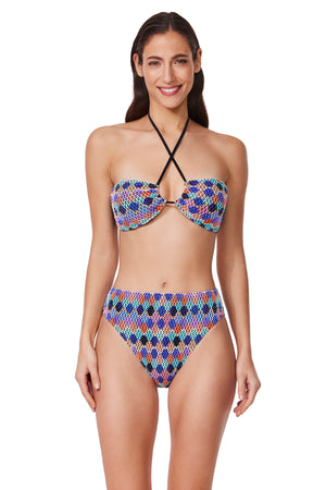 Retro Riviera Bandeau High Waist Bikini