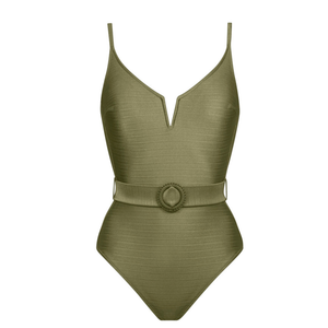 Elyon Satin Moss Belted Swimsuit