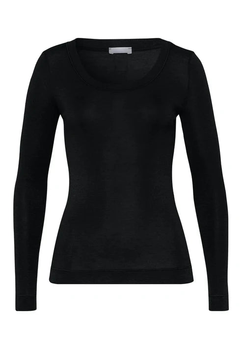 Silk Cashmere Black Long-Sleeved Shirt