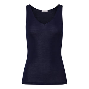Woolen Silk Black Sleeveless V-Neck Top