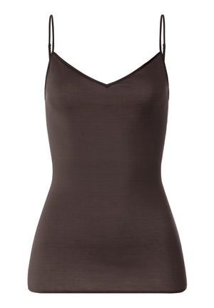 Hanro Cotton Seamless Mocha Spaghetti Top