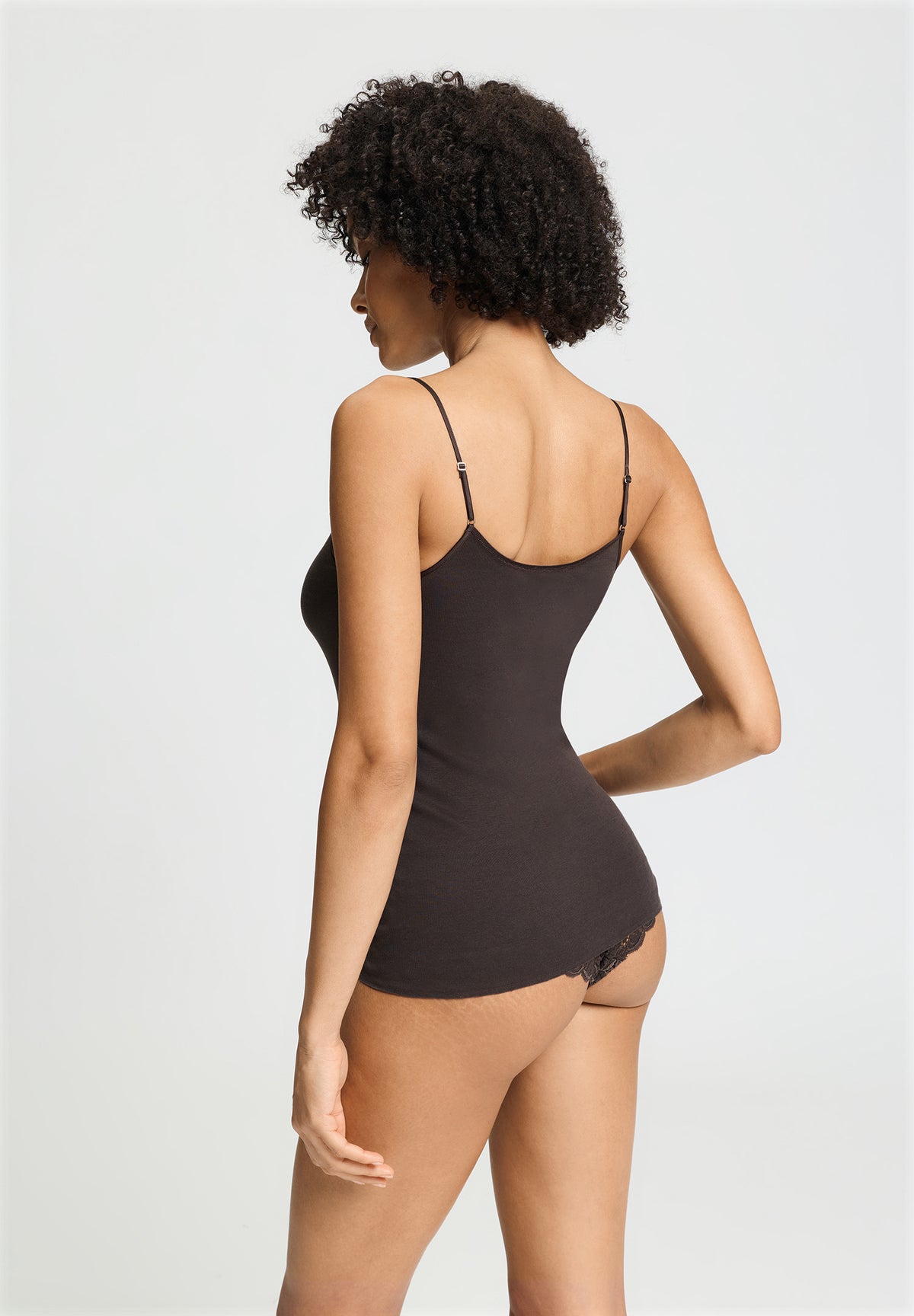 Hanro Cotton Seamless Mocha Spaghetti Top