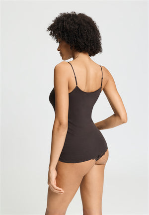 Hanro Cotton Seamless Mocha Spaghetti Top