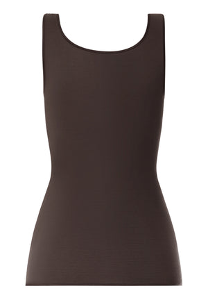 Hanro Cotton Seamless Mocha Sleeveless Vest