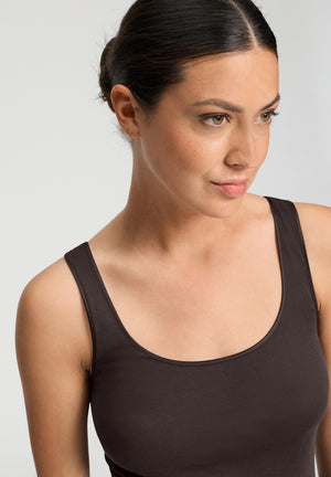 Hanro Cotton Seamless Mocha Sleeveless Vest