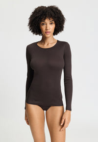 Cotton Seamless Mocha Long Sleeved Vest