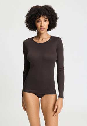 Cotton Seamless Mocha Long Sleeved Vest