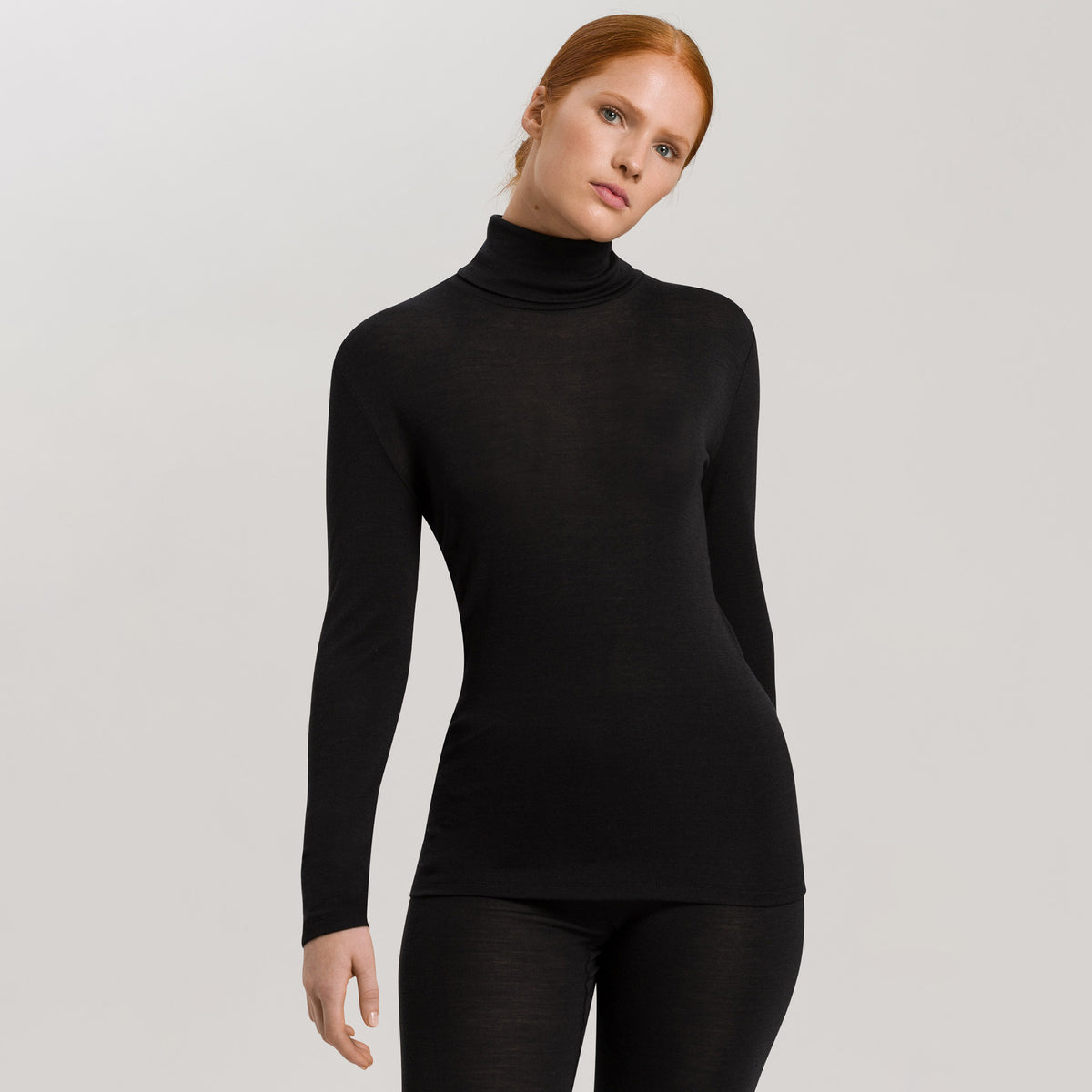 Woolen Silk Black Turtleneck Top