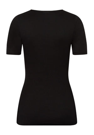 Cotton Seamless Black T Shirt