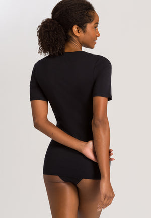 Cotton Seamless Black T Shirt