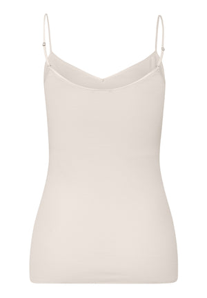Hanro Cotton Seamless Spaghetti Top Pale Cream