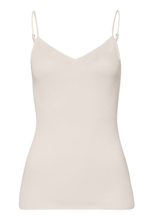 Hanro Cotton Seamless Spaghetti Top Pale Cream