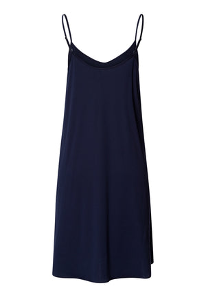 Cotton Silk Navy Spaghetti Dress 95cm