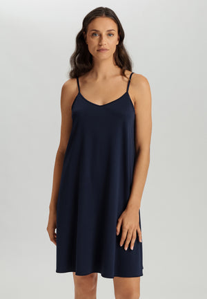 Cotton Silk Navy Spaghetti Dress 95cm