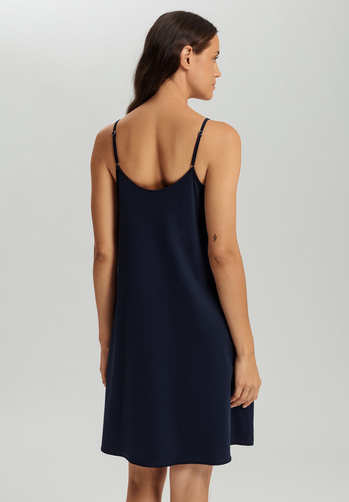 Cotton Silk Navy Spaghetti Dress 95cm