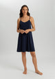 Cotton Silk Navy Spaghetti Dress 95cm
