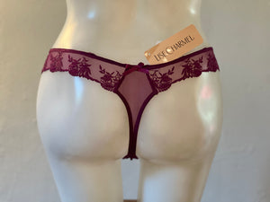 Plaisir Guipure Thong Purple