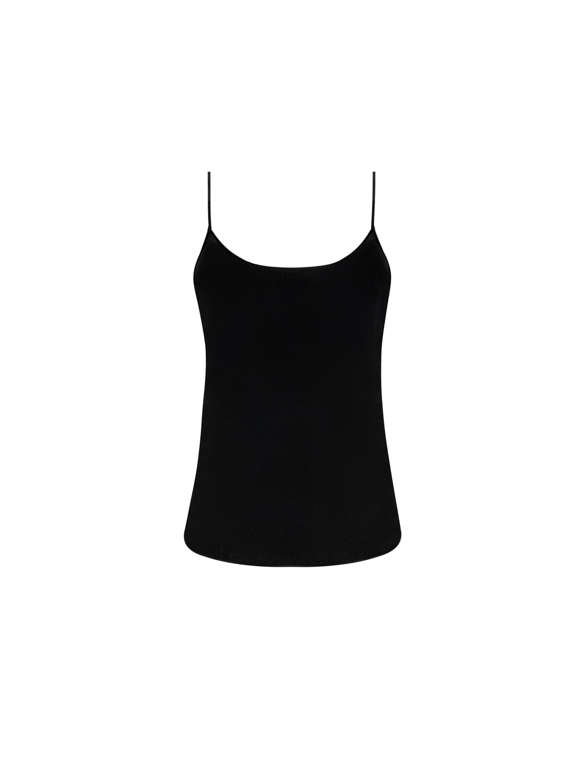 Black spaghetti strap top on a white background