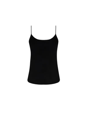 Black spaghetti strap top on a white background
