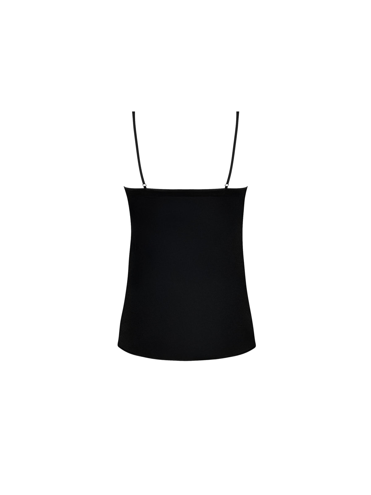 Black spaghetti strap top on a white background