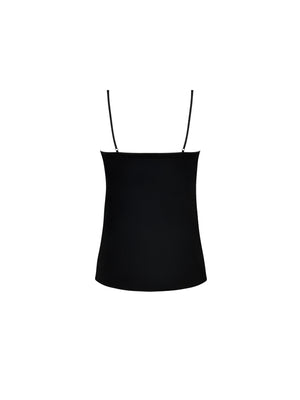 Black spaghetti strap top on a white background