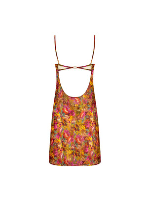 Floral patterned slip dress on a white background