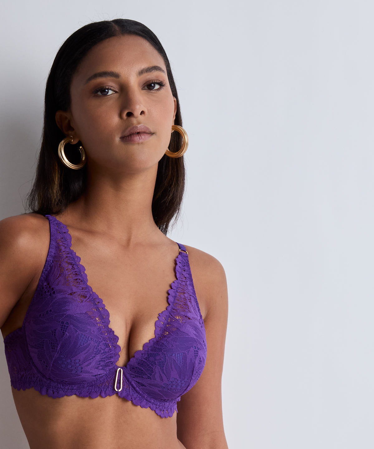 Flowermania Purple Plunge Cup Bra