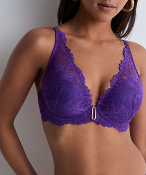 Flowermania Purple Plunge Cup Bra