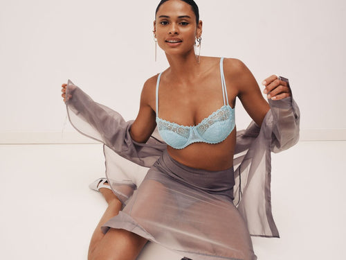 Jane Milky Blue Half Padded Balcony Bra