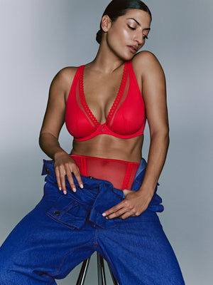 Wowgirl True Red Half Padded Plunge Bra