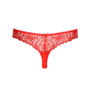 Red lace thong on a white background