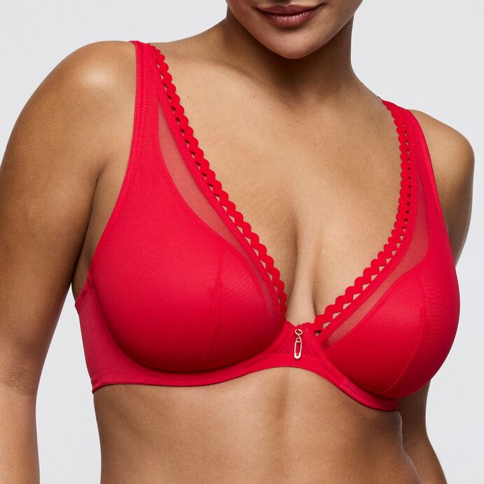 Wowgirl True Red Half Padded Plunge Bra