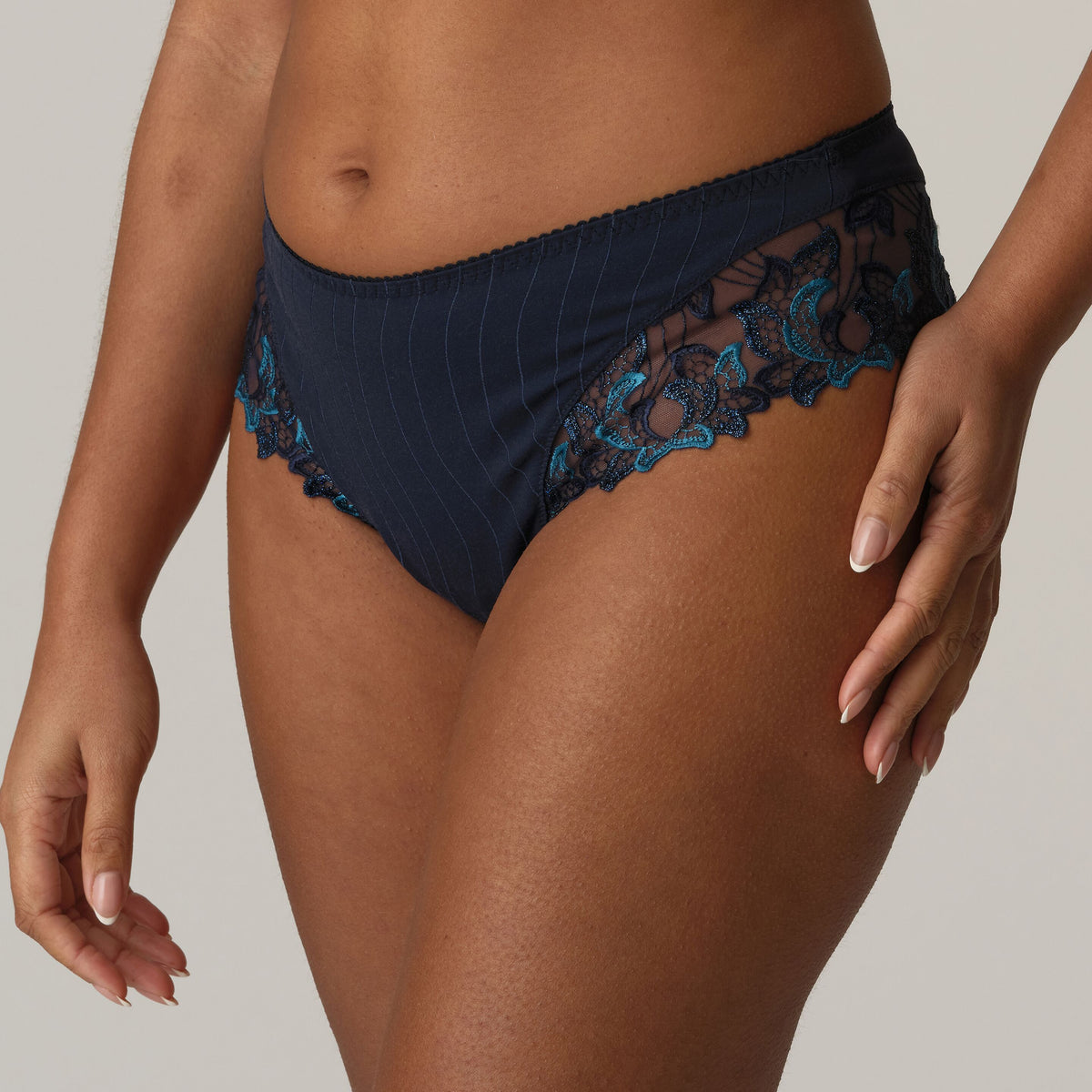 Deauville Velvet Blue Luxury Thong