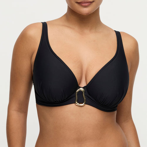 Uvita Black Padded Plunge Bikini