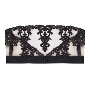 Black lace bralette on a white background