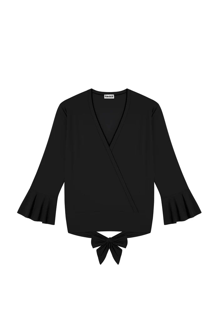 Liz Long Sleeve Black Top