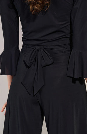 Liz Long Sleeve Black Top