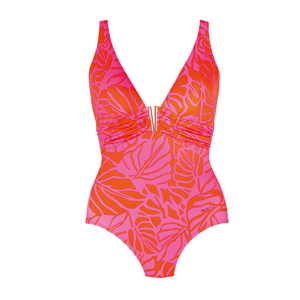 Palma Aurea Pink and Orange V Detail Swimsuit