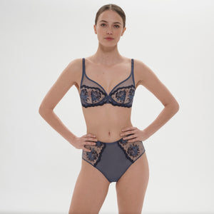 Intrigue Bleu Cendre Plunging Underwired Bra