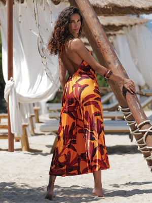 La Melanesia Plunging Back Maxi Dress