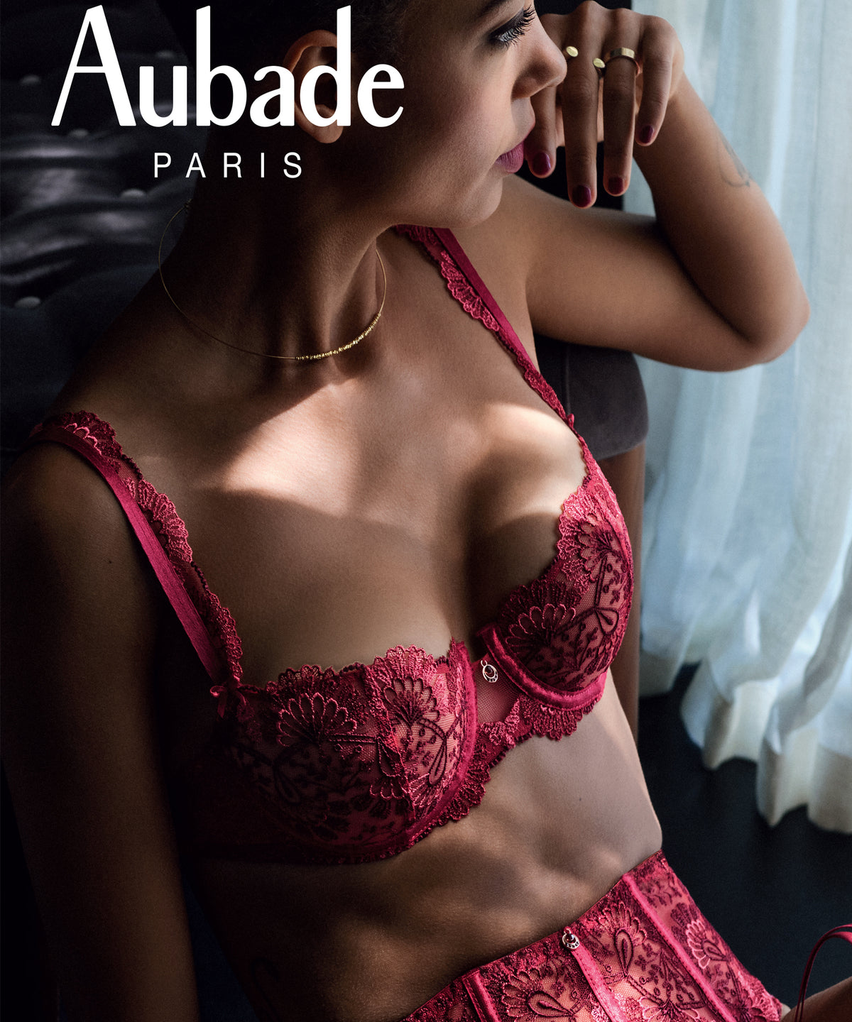 Aubade, Art of Ink French Red Half Cup Bra