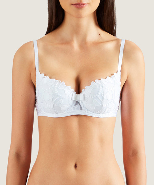 Bow White Moulded Half Cup Bra