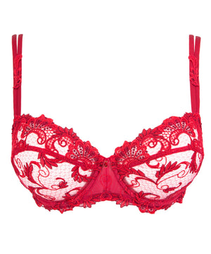 Dressing Floral Solaire Red Half Cup Bra
