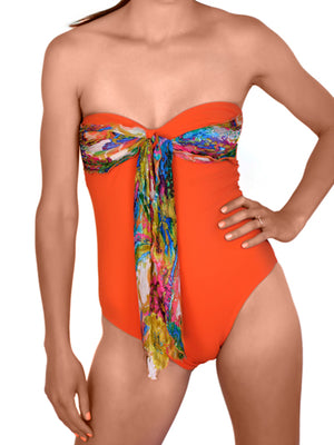 Caiman Lohan Bandeau Swimsuit Orange