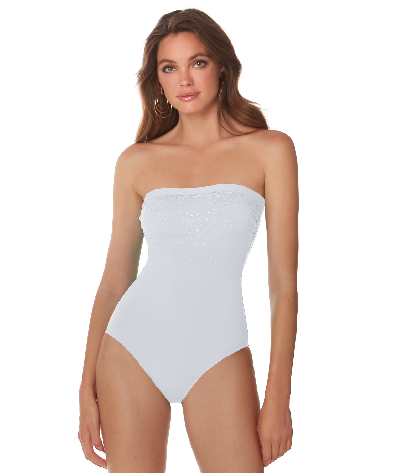 White bandeau hot sale swimming costume